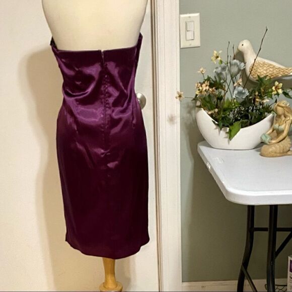 Cindy USA Strapless Purple Cocktail Party Prom Dress Size Medium Pleated Bodice - Picture 5 of 9